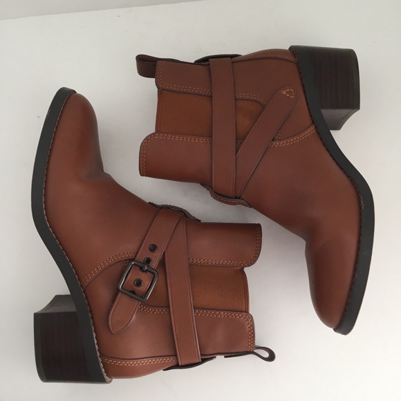 Coach Women's Buckle Chelsea Ankle Boots FG1002 Leather Dark Saddle Brown 7.5B - Picture 12 of 16